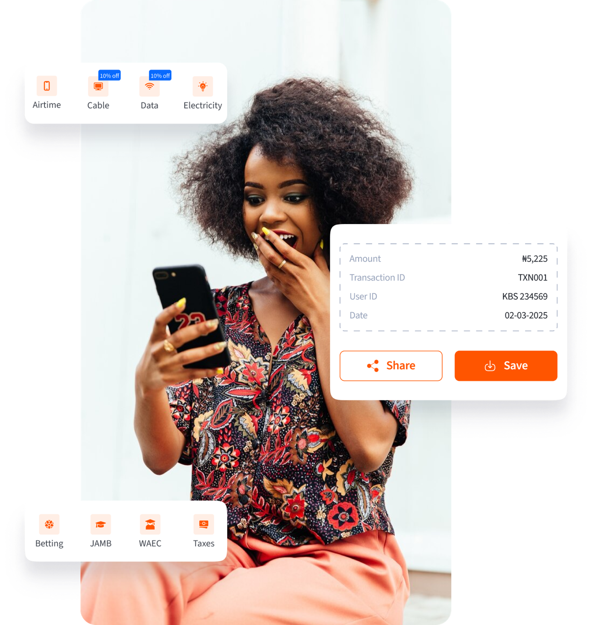 Resident using a phone with a bill payment receipt preview